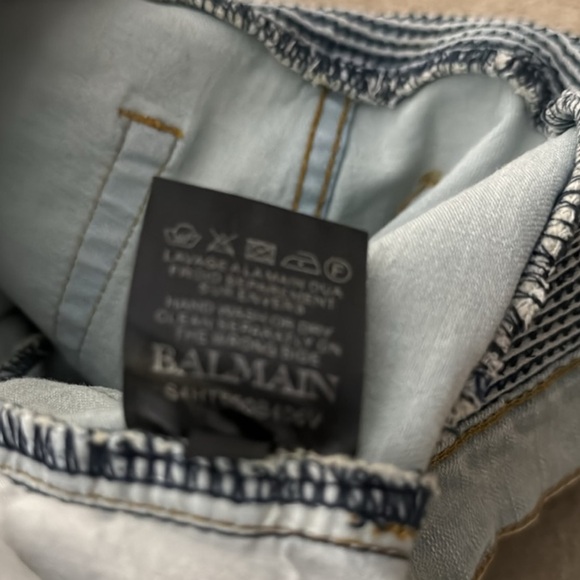 Balmain Light Blue Jean Shorts with Zip Details - Picture 7 of 7